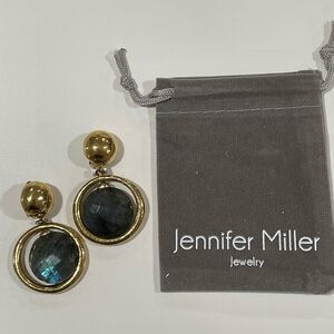 Jenniferr Miller clip earrings gold and labradorite